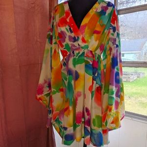 H&M Garden Collection Rainbow Watercolor Dress